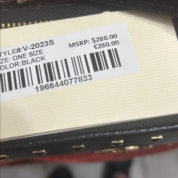 Black Studded Valentino Orlandi Crossbody Bag with guitar strap - Picture 6 of 6